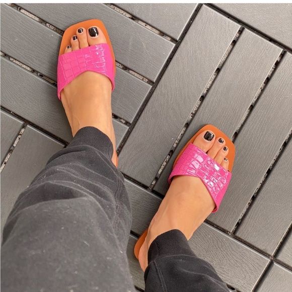 Zara Shoes - Zara | Animal Print Flat Sandals NWT